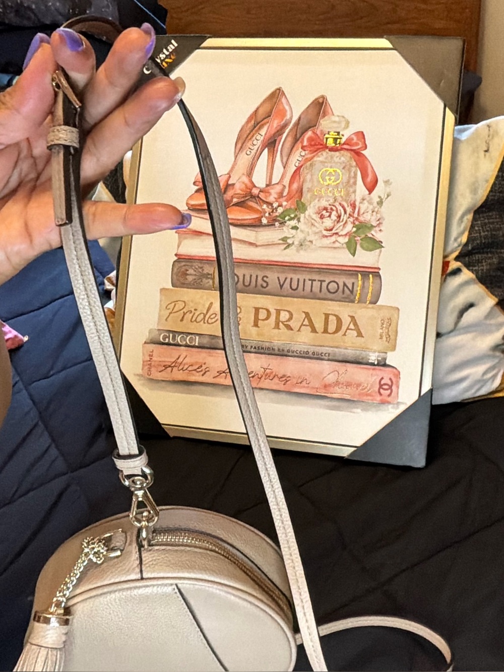 Michael Kors Beige Round Crossbody Bag with Tassel Charm - Picture 7 of 12